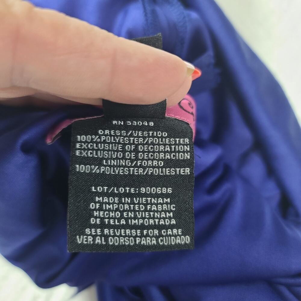 Morgan & Co Glam HOCO party Mini Dress Sz 3/4 Crystal embellishment pleated Blue - Picture 12 of 14
